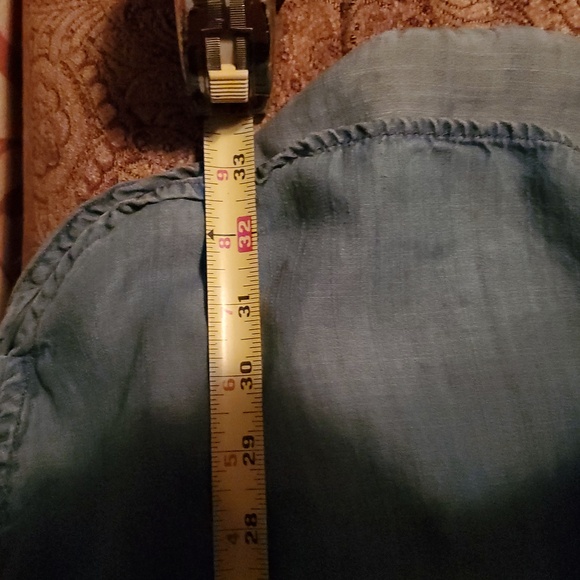 Philosophy Women's Size XL Blue Denim Long Shirt Dress Roll Tab Sleeve Pockets - Picture 15 of 15